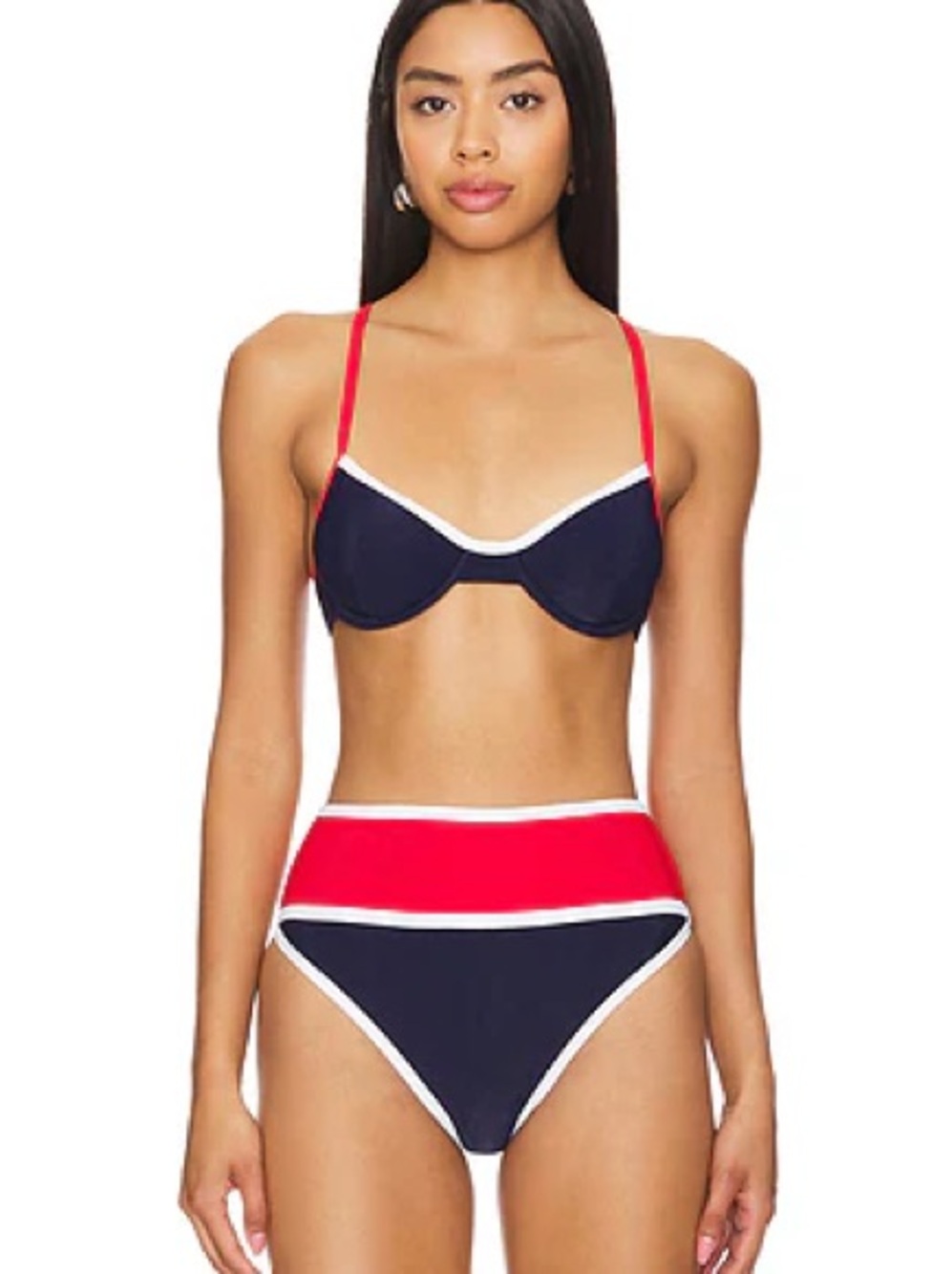 Beach Riot Navy and Red High-Waist Bikini